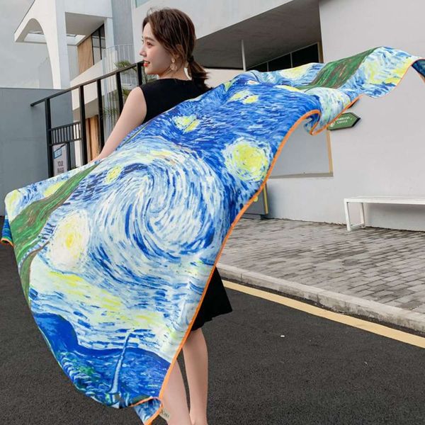 2020 new spring and autumn silk scarf shawl sun protection beach printed long towel 2461, Blue;black
2020 new spring and autumn silk scarf shawl sun protection beach printed long towel 2461, Blue;black