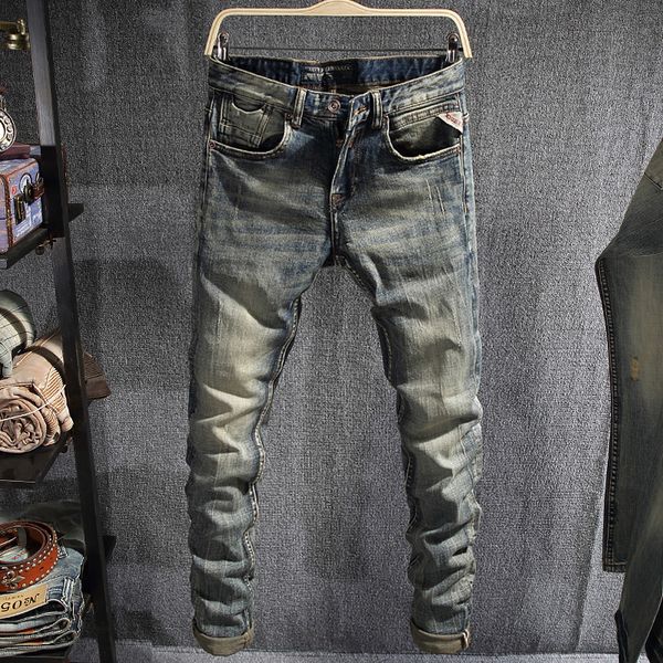 2021 new italian style fashion men retro wash elastic slim distressed cotton pants designer trousers jaus, Blue
2021 new italian style fashion men retro wash elastic slim distressed cotton pants designer trousers jaus, Blue