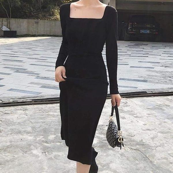 casual dresses autumn and winter 2021 hepburn french vintage knitted black dress simple bodycon long sleeve maxi slim robe femme, Black;gray
casual dresses autumn and winter 2021 hepburn french vintage knitted black dress simple bodycon long sleeve maxi slim robe femme, Black;gray