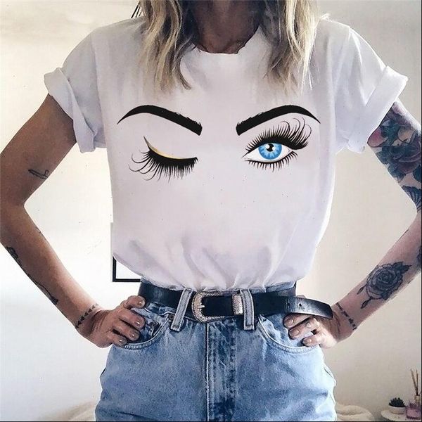 women t shirt princess makeup graphic tee pink eyelashes print art t shirt personality hipster summer woman art t shirt, White
women t shirt princess makeup graphic tee pink eyelashes print art t shirt personality hipster summer woman art t shirt, White