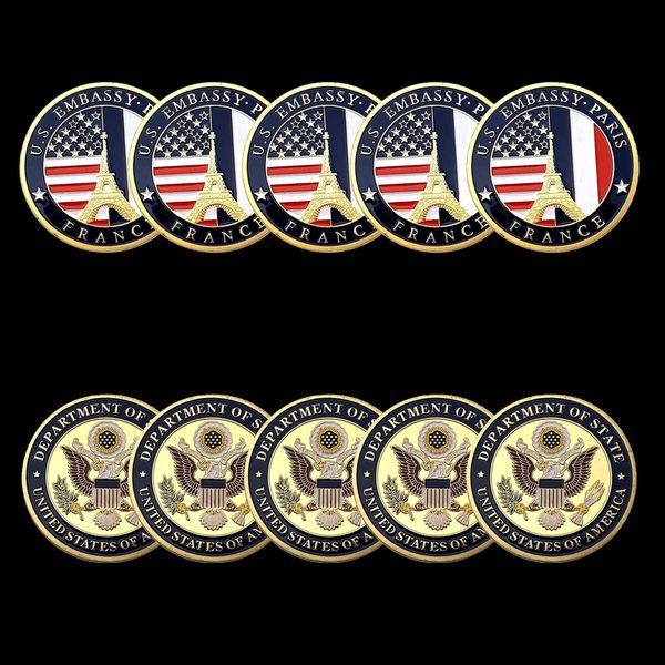 5pcs non magnetic craft usa department of state embassy paris france tower souvenir challenge gold plated collectible coin
5pcs non magnetic craft usa department of state embassy paris france tower souvenir challenge gold plated collectible coin