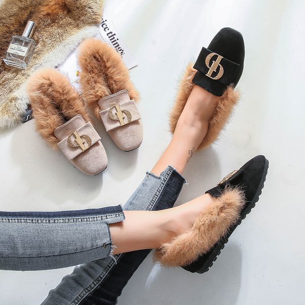 2019 new mao mao shoes women wear a flat-bottomed bean shoes and velvet rabbit fur shoes outside winter, Black
2019 new mao mao shoes women wear a flat-bottomed bean shoes and velvet rabbit fur shoes outside winter, Black