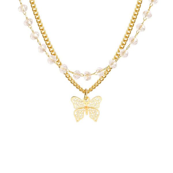 pendant necklaces fashion jewellery high-quality butterfly crystal double titanium steel female choker bridal wedding for girls, Silver
pendant necklaces fashion jewellery high-quality butterfly crystal double titanium steel female choker bridal wedding for girls, Silver