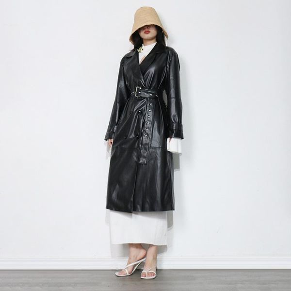 women's leather & faux women jackets trench 2021 autumn winter locomotive solid color splicing belt long pu windbreaker donsignet, Black
women's leather & faux women jackets trench 2021 autumn winter locomotive solid color splicing belt long pu windbreaker donsignet, Black