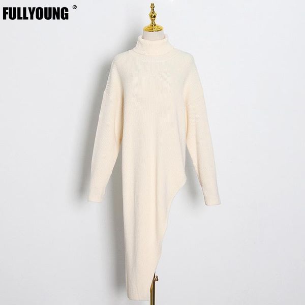 fullyoung women long sweater casual all-match winter new style korean high neck long sleeve asymmetrical side high slit casual, White;black
fullyoung women long sweater casual all-match winter new style korean high neck long sleeve asymmetrical side high slit casual, White;black