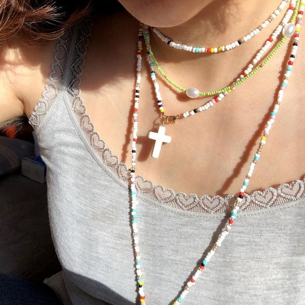 pendant necklaces 2021 colorful beads cross necklace women choker chain boho summer lady accessories bodychains for wholesale, Silver
pendant necklaces 2021 colorful beads cross necklace women choker chain boho summer lady accessories bodychains for wholesale, Silver