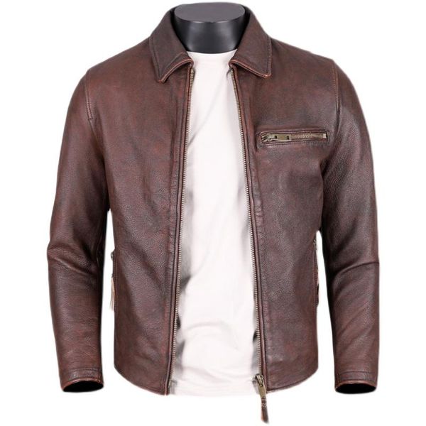 men's leather & faux 2021 vintage brown genuine jacket men casual style plus size 4xl real natural cowhide autumn slim fit short coat, Black
men's leather & faux 2021 vintage brown genuine jacket men casual style plus size 4xl real natural cowhide autumn slim fit short coat, Black