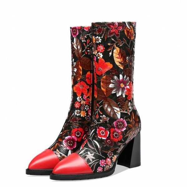 boots designer retro flower women ethnic style spliced pointed thick heel mid-calf boot autumn winter luxury party botines mujer, Black
boots designer retro flower women ethnic style spliced pointed thick heel mid-calf boot autumn winter luxury party botines mujer, Black