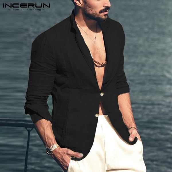 men's suits & blazers incerun 2021 men blazer cotton thin coats solid color button streetwear casual mens autumn vintage leisure jacket, White;black
men's suits & blazers incerun 2021 men blazer cotton thin coats solid color button streetwear casual mens autumn vintage leisure jacket, White;black