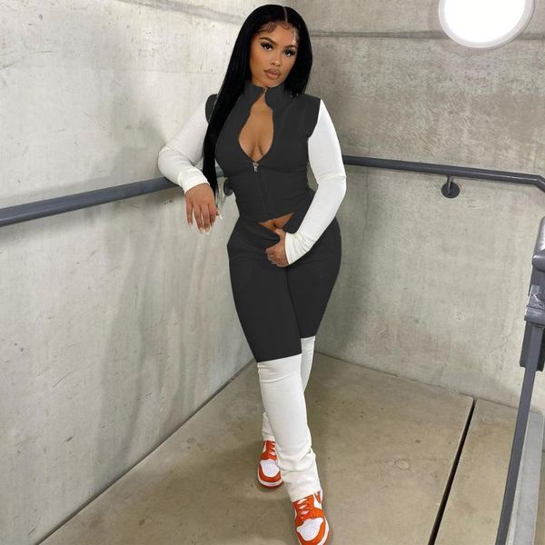 women's two piece pants autumn winter sets contrast color spliced long sleeve slim +jogger sweatpant outfit sweatsuit tracksuits, White
women's two piece pants autumn winter sets contrast color spliced long sleeve slim +jogger sweatpant outfit sweatsuit tracksuits, White