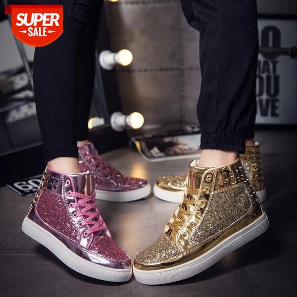 mens high sneakers sequins rivet high-cut round toe lace-up shoes outdoor skateboard shiny flat boots #m45v
mens high sneakers sequins rivet high-cut round toe lace-up shoes outdoor skateboard shiny flat boots #m45v