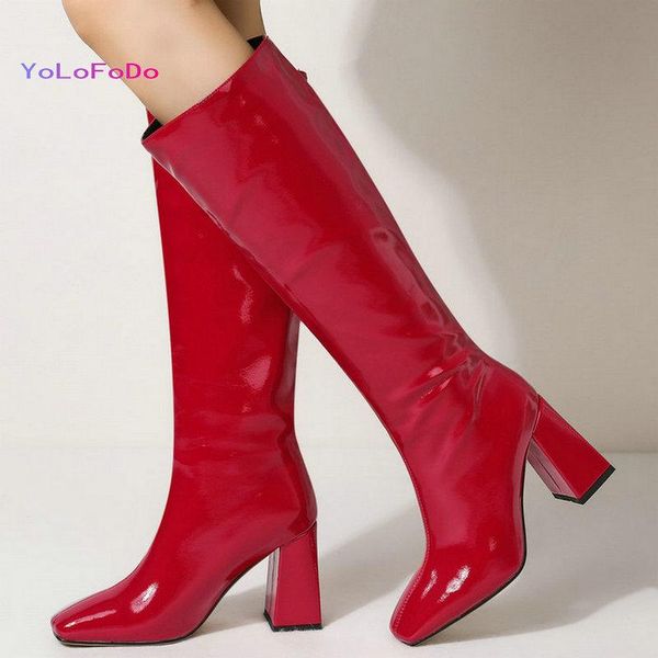 boots patent pu leather women knee ladies thick heel slip on square toe woman's black red
boots patent pu leather women knee ladies thick heel slip on square toe woman's black red