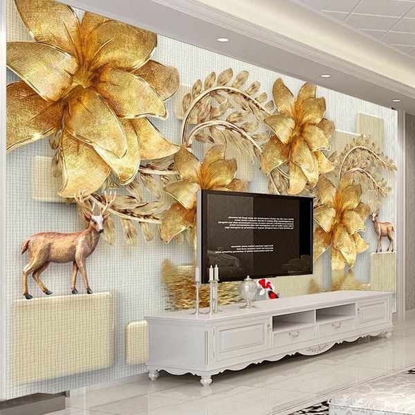 wallpapers custom 3d po wallpaper creative luxury golden flower jewelry elk living room tv background wall decor mural papel de parede
wallpapers custom 3d po wallpaper creative luxury golden flower jewelry elk living room tv background wall decor mural papel de parede