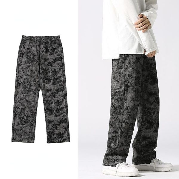 men's jeans trendy tie-dye for men straight loose hong kong style street male casual denim trousers personality youth pants, Blue
men's jeans trendy tie-dye for men straight loose hong kong style street male casual denim trousers personality youth pants, Blue