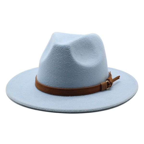 women men wool fedora hat with leather ribbon gentleman elegant lady winter autumn wide brim jazz church panama sombrero cap, Blue;gray
women men wool fedora hat with leather ribbon gentleman elegant lady winter autumn wide brim jazz church panama sombrero cap, Blue;gray