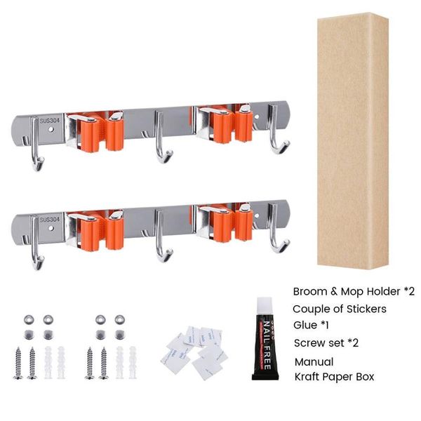 hooks & rails 2pcs stainless steel broom holder clip mop organizer with screws wall mount hook storage space saving hanger multifunctional
hooks & rails 2pcs stainless steel broom holder clip mop organizer with screws wall mount hook storage space saving hanger multifunctional