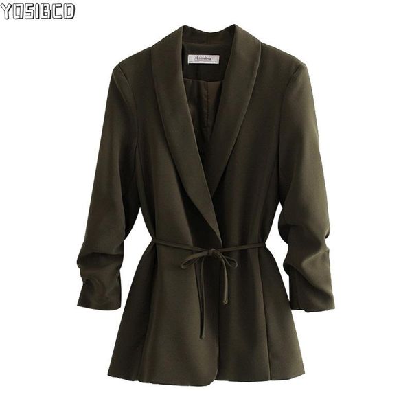 yosibcd women 2021 fashion office wear with belt blazer coat vintage long sleeve pockets female outerwear chic, White;black
yosibcd women 2021 fashion office wear with belt blazer coat vintage long sleeve pockets female outerwear chic, White;black