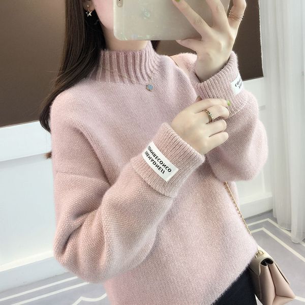 womens sweater plus velvet half high neck short pullover 2021 new loose knitted bottoming shirt, White
womens sweater plus velvet half high neck short pullover 2021 new loose knitted bottoming shirt, White