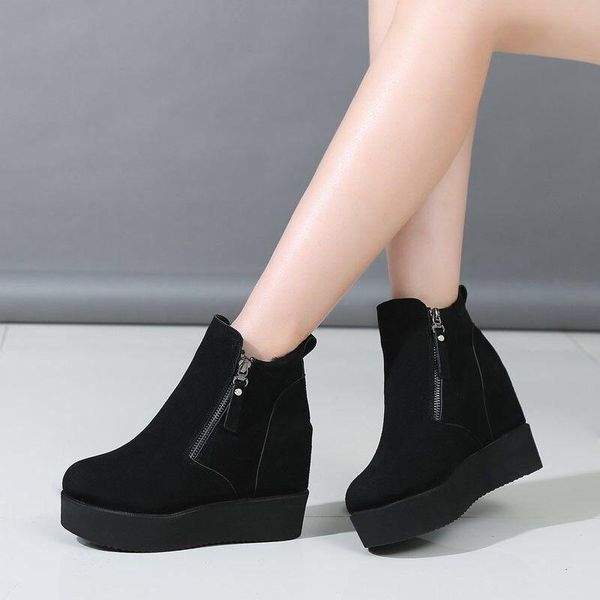 boots women faux suede leather wedge platform hidden heel shoes high casual for woman ankle boot c415, Black
boots women faux suede leather wedge platform hidden heel shoes high casual for woman ankle boot c415, Black
