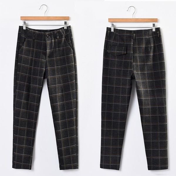 women's pants & capris 2021 fall winter plaid korean style harem female warm loose thick plus size woolen high waist casual trousers, Black;white
women's pants & capris 2021 fall winter plaid korean style harem female warm loose thick plus size woolen high waist casual trousers, Black;white