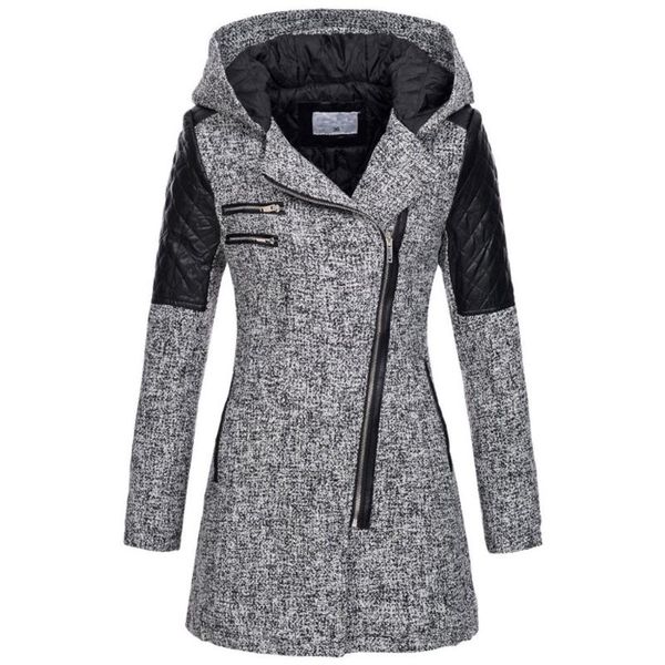 women's wool & blends pu patchwork winter hooded blend coat women loose woolen basic jackets coats long windbreaker woman clothes cotto, Black
women's wool & blends pu patchwork winter hooded blend coat women loose woolen basic jackets coats long windbreaker woman clothes cotto, Black