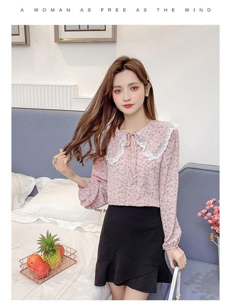 women's polos 2021 early spring french retro floral long-sleeved shirt female design niche doll collar top, White
women's polos 2021 early spring french retro floral long-sleeved shirt female design niche doll collar top, White