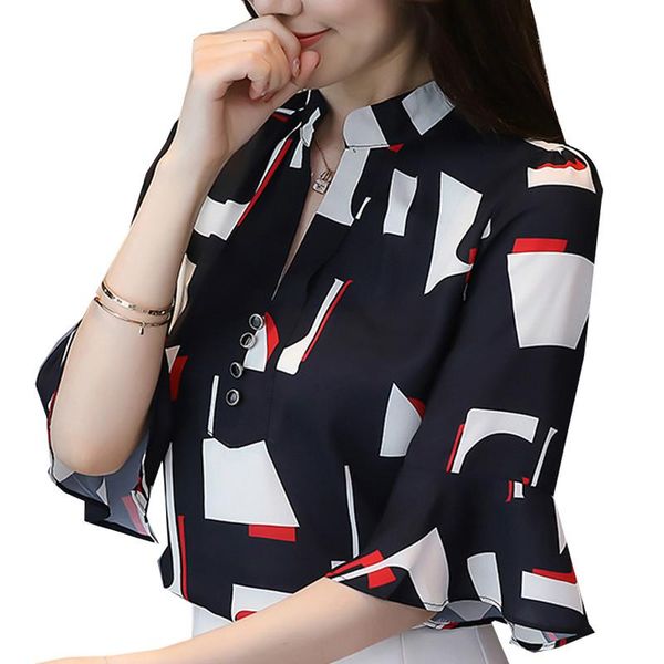 women's blouses & shirts women geometric pattern chiffon female short sleeve plus size lady print blusa feminina, White
women's blouses & shirts women geometric pattern chiffon female short sleeve plus size lady print blusa feminina, White