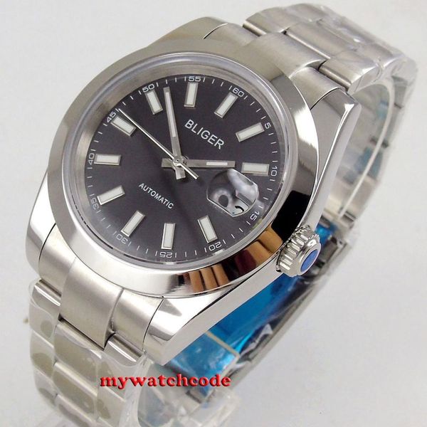 men watches brand luxury 40mm bliger sier blue gray dial sapphire crystal date automatic mens watch 159, Slivery;brown
men watches brand luxury 40mm bliger sier blue gray dial sapphire crystal date automatic mens watch 159, Slivery;brown