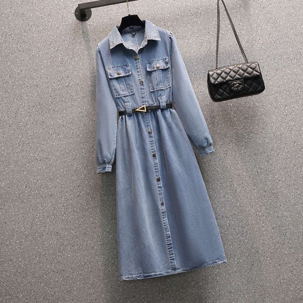early spring 2021 new large women's fat sister cover belly fashion french slim waist denim dress, Black;gray
early spring 2021 new large women's fat sister cover belly fashion french slim waist denim dress, Black;gray