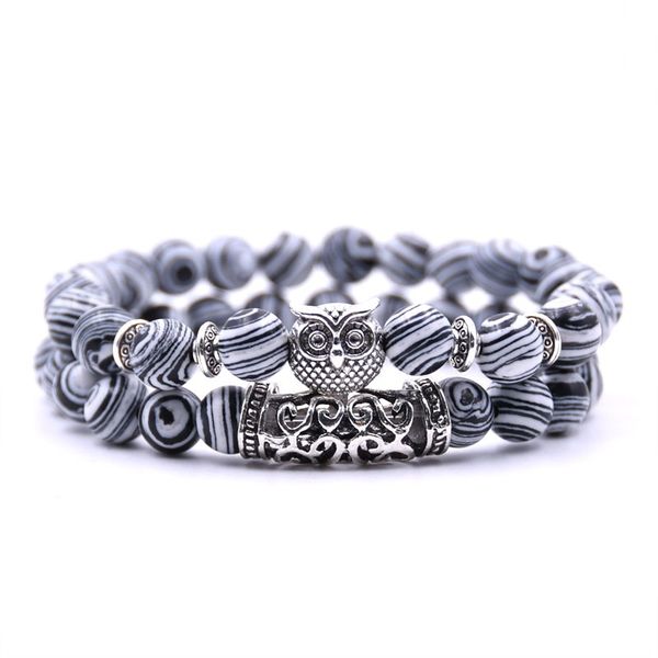 8mm colorful natural stone agate turquoise strands bracelet antique silver plated owl charm bracelets, Black
8mm colorful natural stone agate turquoise strands bracelet antique silver plated owl charm bracelets, Black