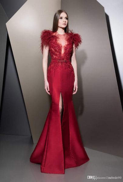 elegant evening dresses with jewwl short-sleeves feather high-split custom made satin formal prom party gowns lace appliques ruched robe de, Black
elegant evening dresses with jewwl short-sleeves feather high-split custom made satin formal prom party gowns lace appliques ruched robe de, Black