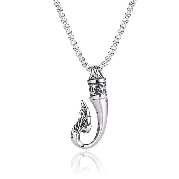pendant necklaces punk retro stainless steel hook shape necklace for women men rock jewelry fashion long chain party accessories sp0851, Silver
pendant necklaces punk retro stainless steel hook shape necklace for women men rock jewelry fashion long chain party accessories sp0851, Silver
