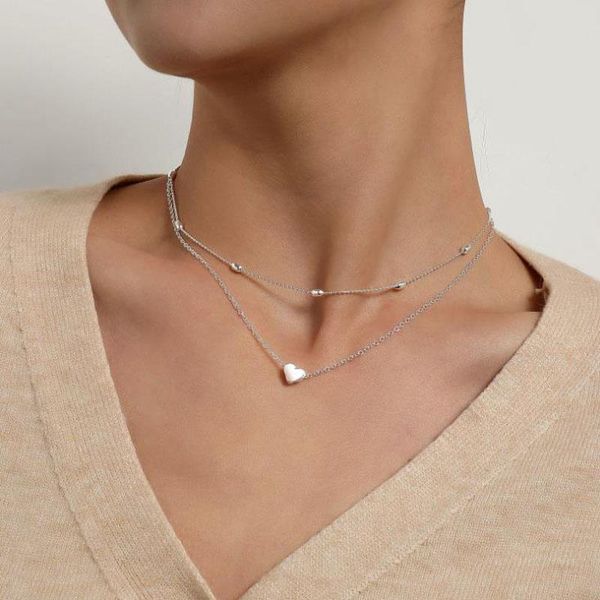 pendant necklaces simple fashion heart nelaces clavicle peach multi-layer ne chain nelace women girl jewelry party gifts, Silver
pendant necklaces simple fashion heart nelaces clavicle peach multi-layer ne chain nelace women girl jewelry party gifts, Silver