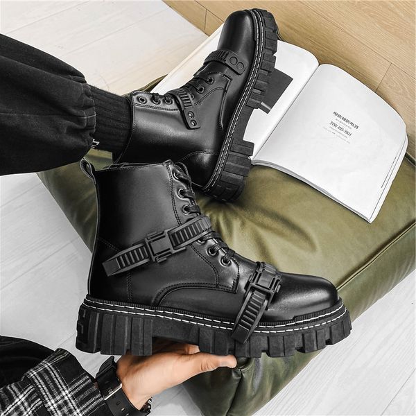 youth personality motorcycle men's british style martin boots high work clothes middle leather fashion, Black
youth personality motorcycle men's british style martin boots high work clothes middle leather fashion, Black