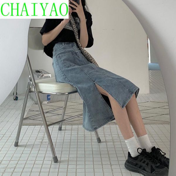 women's jeans 2021 summer korean denim skirt mid length high waist slim a-line split one step, Blue
women's jeans 2021 summer korean denim skirt mid length high waist slim a-line split one step, Blue