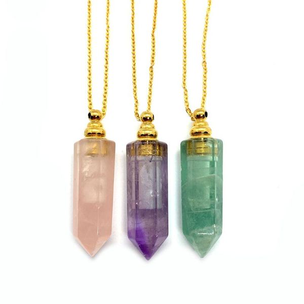 pendant necklaces natural stone perfume bottle necklace 12x47mm white crystal ladies aroma diffuser, Silver
pendant necklaces natural stone perfume bottle necklace 12x47mm white crystal ladies aroma diffuser, Silver