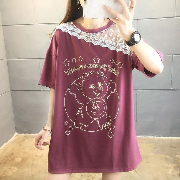 women's t-shirt 2021 summer korean version of lace stitching hollow printing cartoonplus size mid-length, White
women's t-shirt 2021 summer korean version of lace stitching hollow printing cartoonplus size mid-length, White