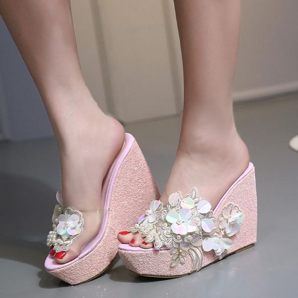 new arrivals women shoes brand design flower sweet mules platform wedges heels slip-on summer fashion slippers, Black
new arrivals women shoes brand design flower sweet mules platform wedges heels slip-on summer fashion slippers, Black