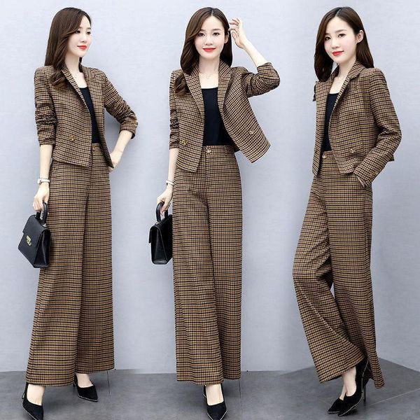women's two piece pants 2021 autumn leggings fashion temperament houndstooth casual wide leg suit, female two-piece suit, White
women's two piece pants 2021 autumn leggings fashion temperament houndstooth casual wide leg suit, female two-piece suit, White