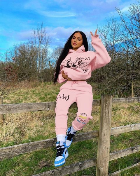 women's two piece pants 2021 fashion women casual street style long sleeve hooded neck short elastic printed sets, White
women's two piece pants 2021 fashion women casual street style long sleeve hooded neck short elastic printed sets, White