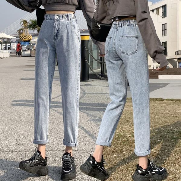 women's jeans fashion women's spring/summer 2021 elastic waist straight cropped pants all-match loose harem for women, Blue
women's jeans fashion women's spring/summer 2021 elastic waist straight cropped pants all-match loose harem for women, Blue