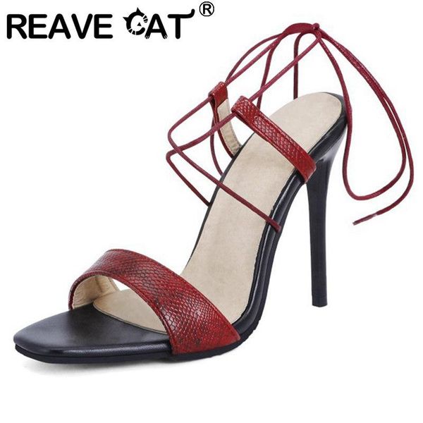 reave cat new 2021 women sandals open toe 11cm thin heels faux genuine leather lace-up classic big size 48 party a3923, Black
reave cat new 2021 women sandals open toe 11cm thin heels faux genuine leather lace-up classic big size 48 party a3923, Black