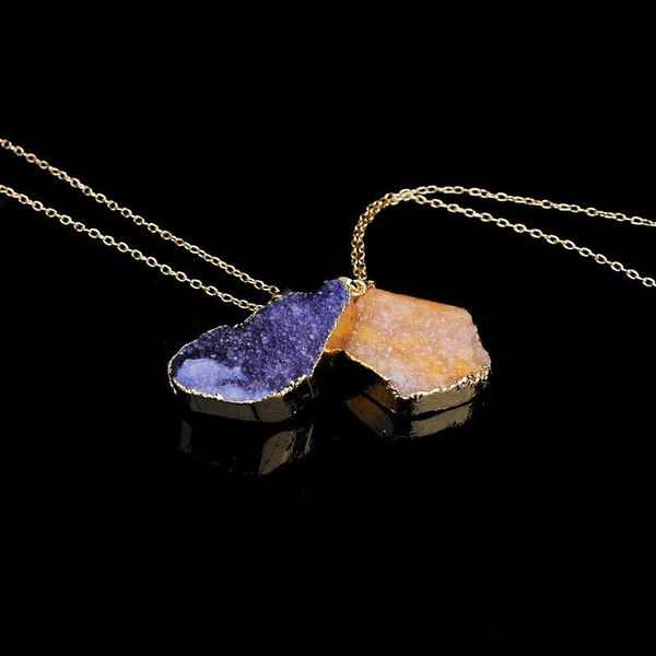 pendant necklaces fancy design original natural rough uncut stones necklace for women crystal gold chain beautiful druzy jewelry, Silver
pendant necklaces fancy design original natural rough uncut stones necklace for women crystal gold chain beautiful druzy jewelry, Silver