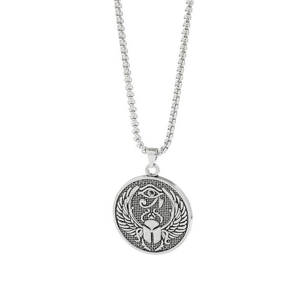 pendant necklaces retro punk men's necklace geometric round engraved chapter wing graphic fashion jewelry, Silver
pendant necklaces retro punk men's necklace geometric round engraved chapter wing graphic fashion jewelry, Silver