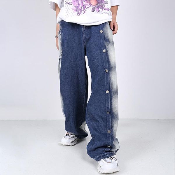 men's jeans eukaaru streetwear denim for men high street straight baggy hip hop wide leg pants mens loose trousers, Blue
men's jeans eukaaru streetwear denim for men high street straight baggy hip hop wide leg pants mens loose trousers, Blue