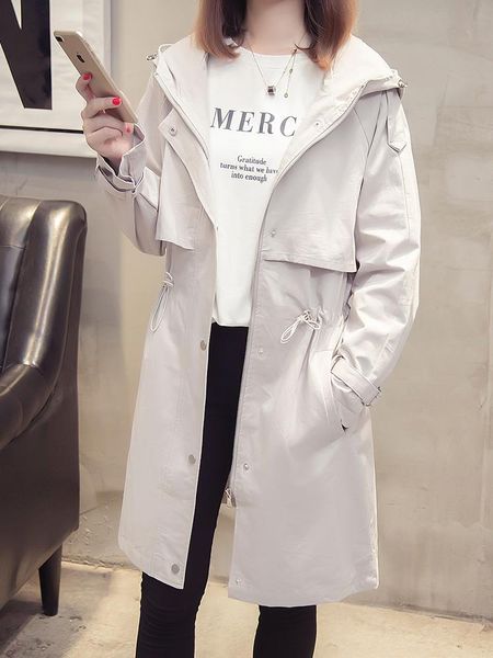 women's trench coats hooded coat long style 2021 fall fashion korean version khaki over thin loose trend, Tan;black
women's trench coats hooded coat long style 2021 fall fashion korean version khaki over thin loose trend, Tan;black