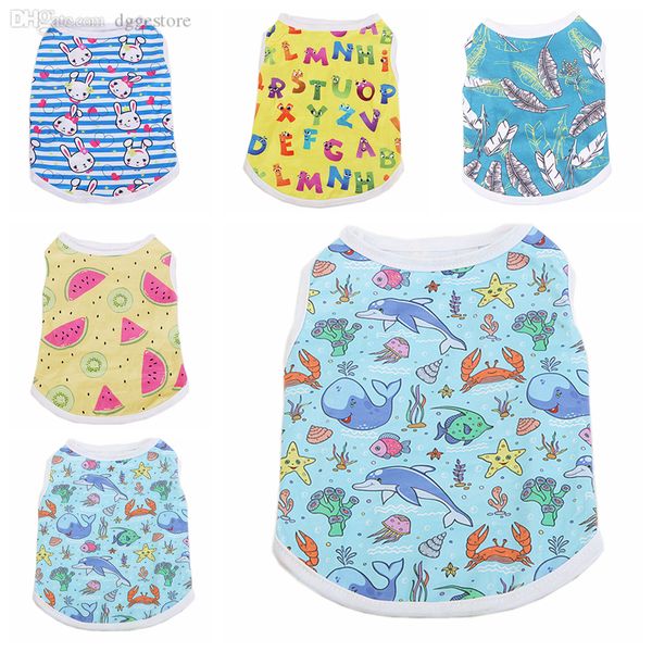 fashion dog apparel sublimation dogs clothes vest summer pleasantly cool pet t shirts strawberry flamingo unicorn rabbit shirt for french bu
