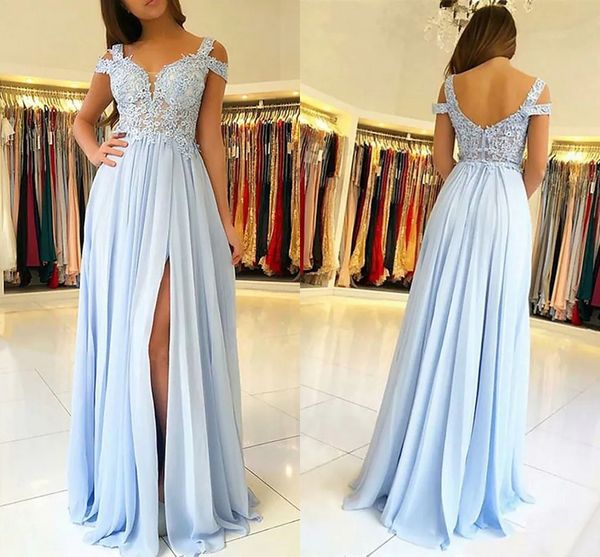 sky blue prom formal evening dress v neck short sleeve floor length chiffon with appliques split front party wear robe de soiree vestidos de, Black;red
sky blue prom formal evening dress v neck short sleeve floor length chiffon with appliques split front party wear robe de soiree vestidos de, Black;red