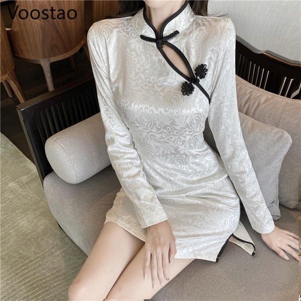 ethnic clothing chinese style dress for women elegant vintage white print cheongsam mini vestidos girls chic long sleeve slit dresses, Red
ethnic clothing chinese style dress for women elegant vintage white print cheongsam mini vestidos girls chic long sleeve slit dresses, Red