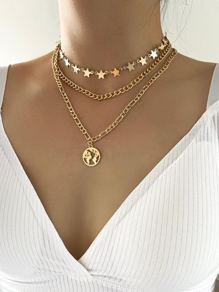 pendant necklaces stillgirl 3layer vintage gold chain star necklace for women boho map geometric set female fashion jewelry bijoux femme, Silver
pendant necklaces stillgirl 3layer vintage gold chain star necklace for women boho map geometric set female fashion jewelry bijoux femme, Silver
